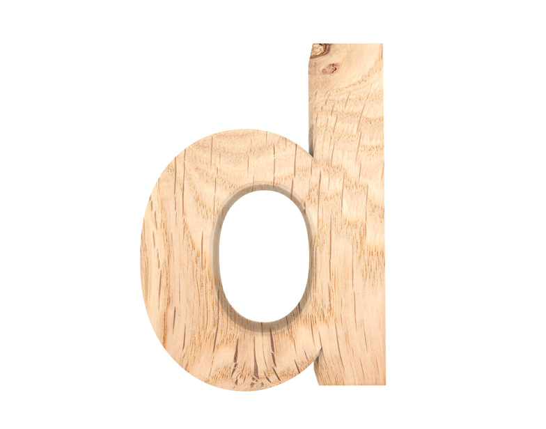 3D decorative wooden Alphabet, lowercase letter d